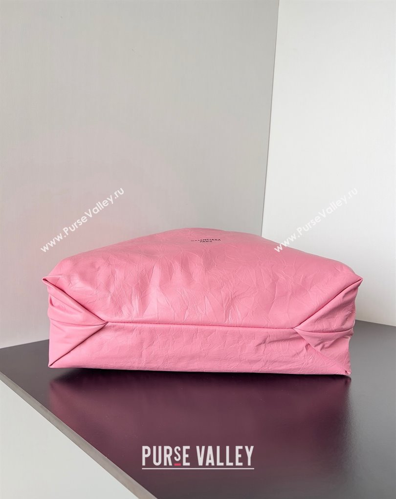 Balenciaga Crush Medium Tote Bag in crushed calfskin Pink 2023 (jiche-23111842)