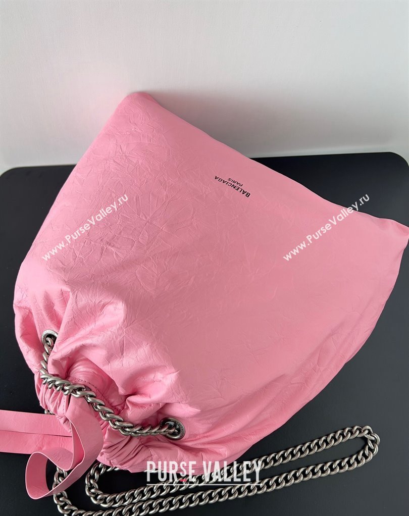 Balenciaga Crush Medium Tote Bag in crushed calfskin Pink 2023 (jiche-23111842)