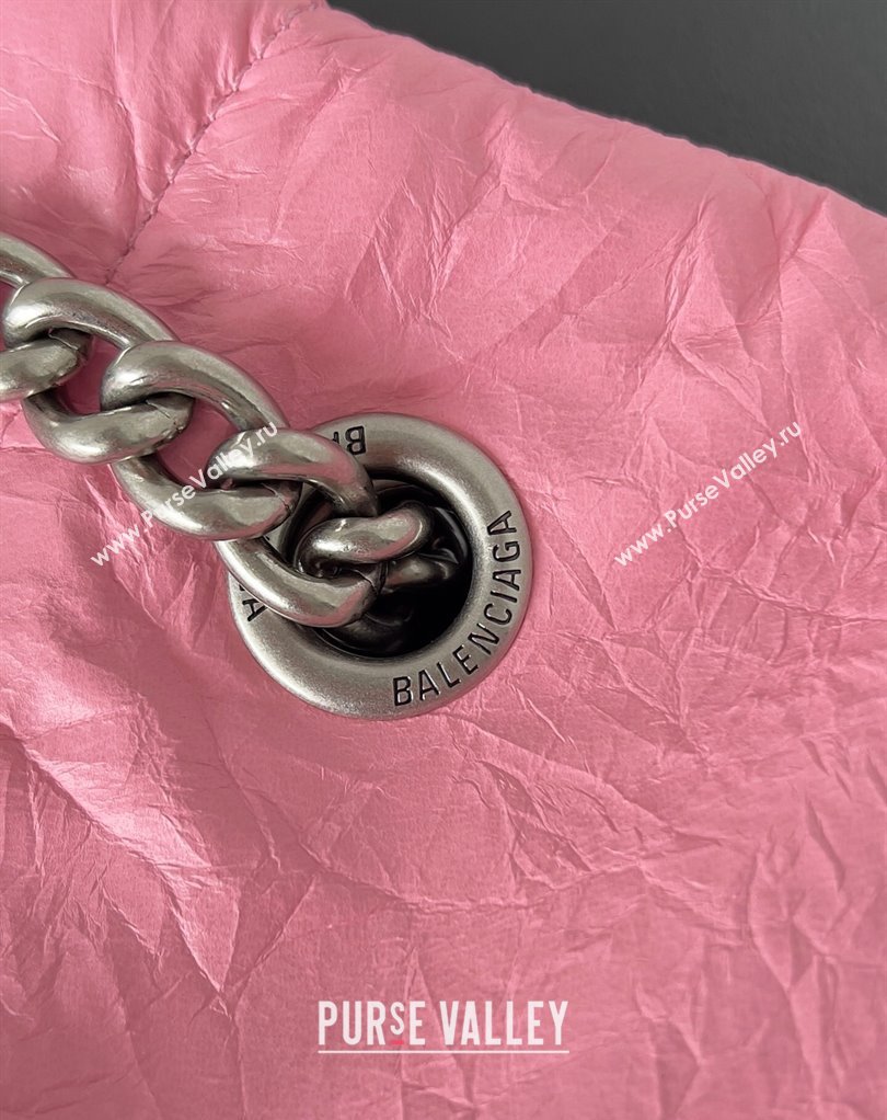 Balenciaga Crush Medium Tote Bag in crushed calfskin Pink 2023 (jiche-23111842)