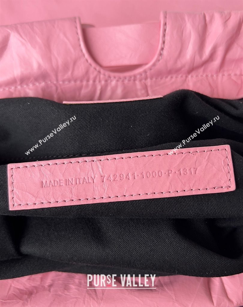 Balenciaga Crush Medium Tote Bag in crushed calfskin Pink 2023 (jiche-23111842)