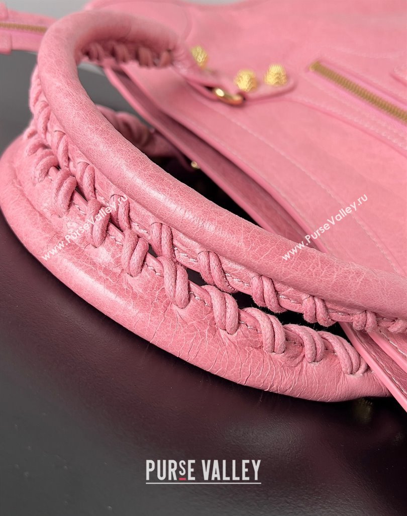 Balenciaga Classic City Large Handbag with Spiral Hardware in Arena Lambskin Pink/Gold (jiche-23112001)