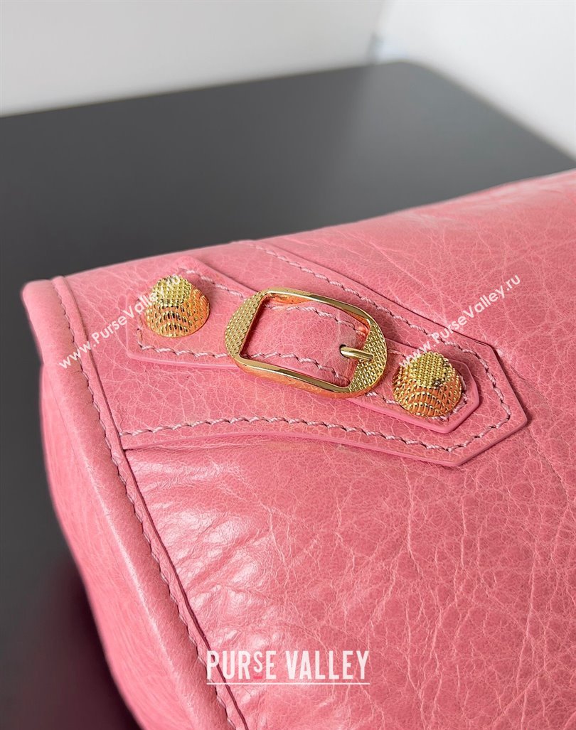 Balenciaga Classic City Large Handbag with Spiral Hardware in Arena Lambskin Pink/Gold (jiche-23112001)