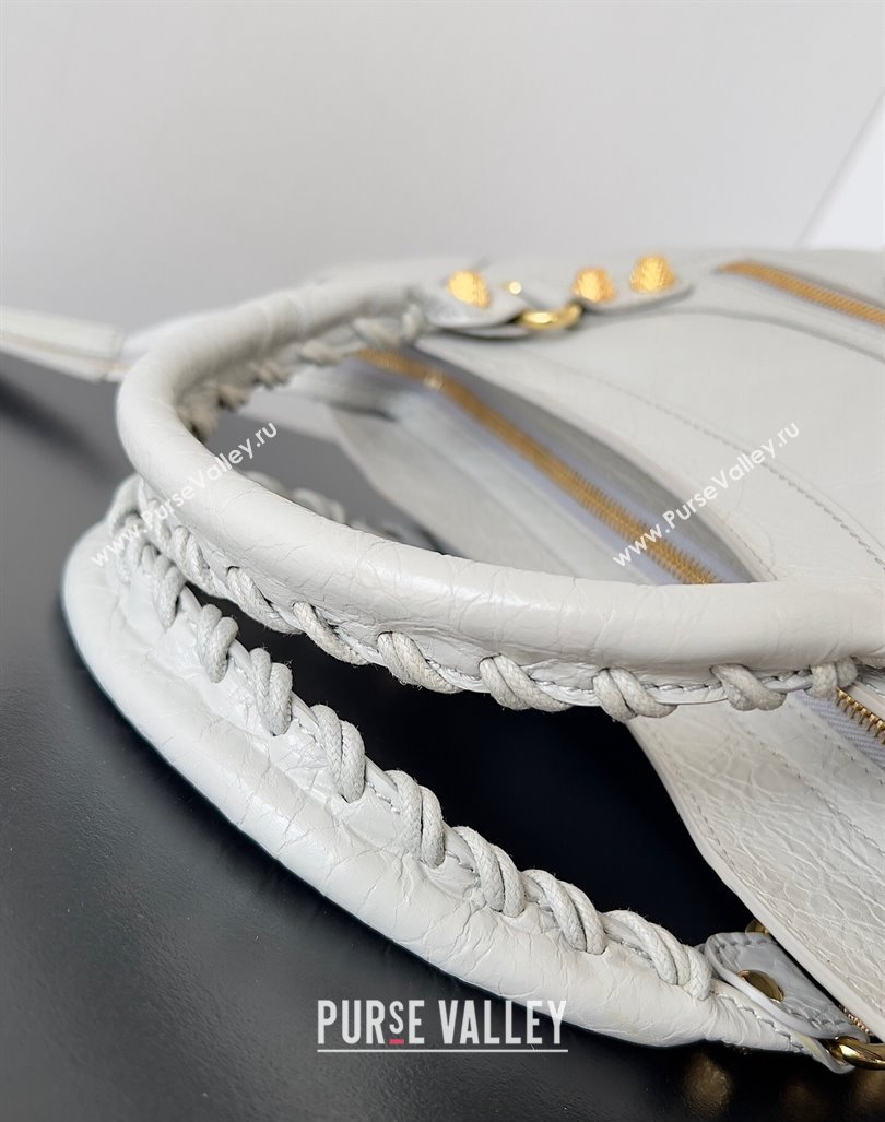 Balenciaga Classic City Large Handbag with Spiral Hardware in Arena Lambskin Pale Gray/Gold (jiche-23112002)