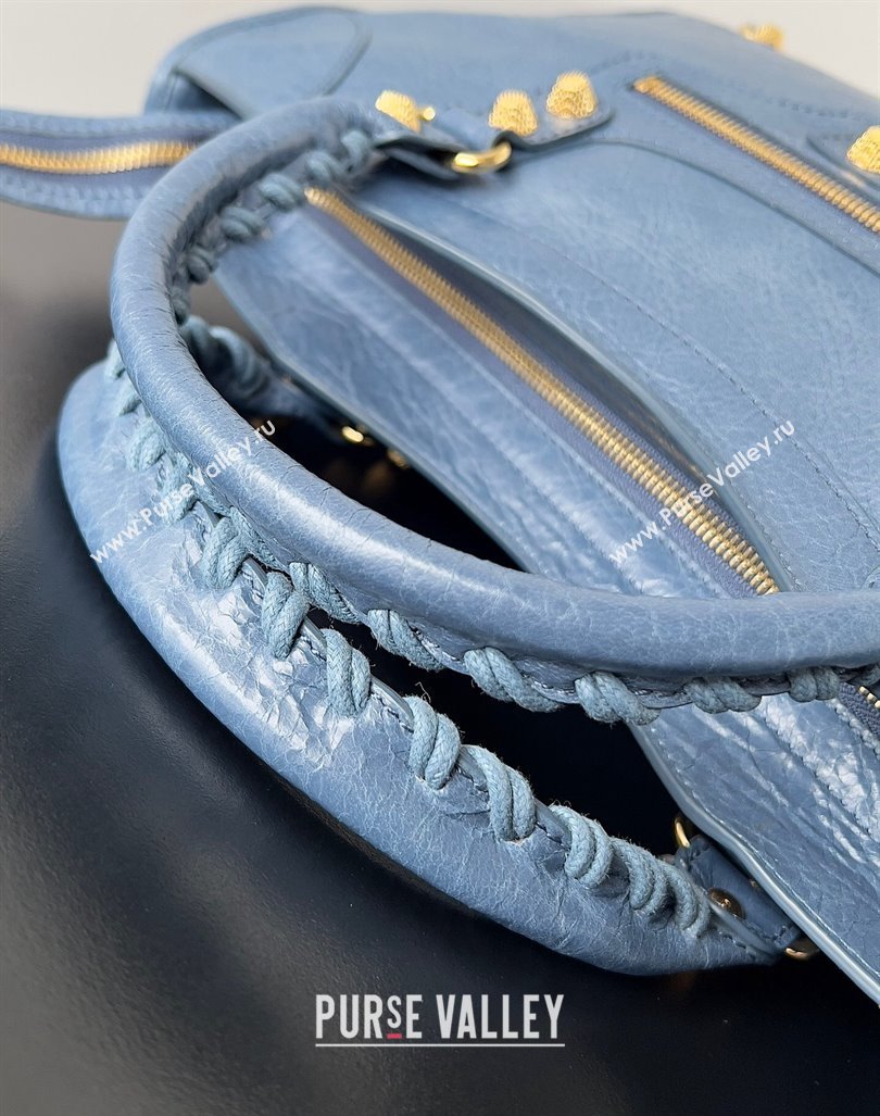 Balenciaga Classic City Large Handbag with Spiral Hardware in Arena Lambskin Navy Blue/Gold (jiche-23112003)