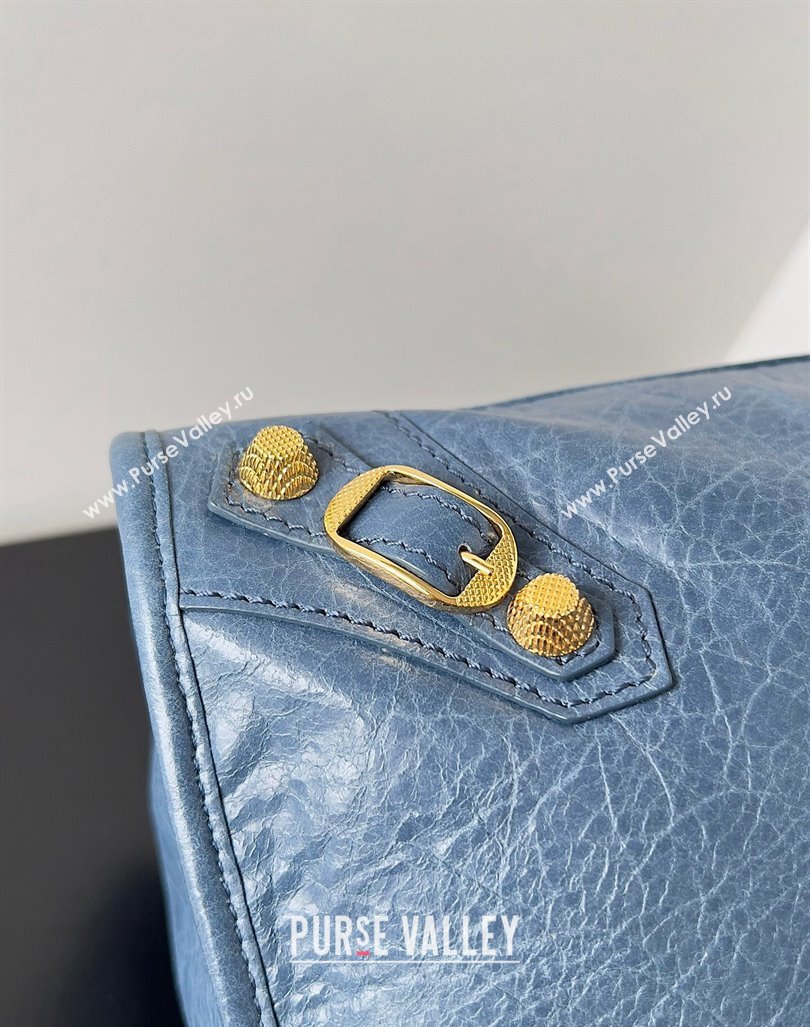 Balenciaga Classic City Large Handbag with Spiral Hardware in Arena Lambskin Navy Blue/Gold (jiche-23112003)