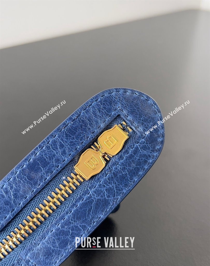 Balenciaga Classic City Large Handbag with Spiral Hardware in Arena Lambskin Blue/Gold (jiche-23112006)