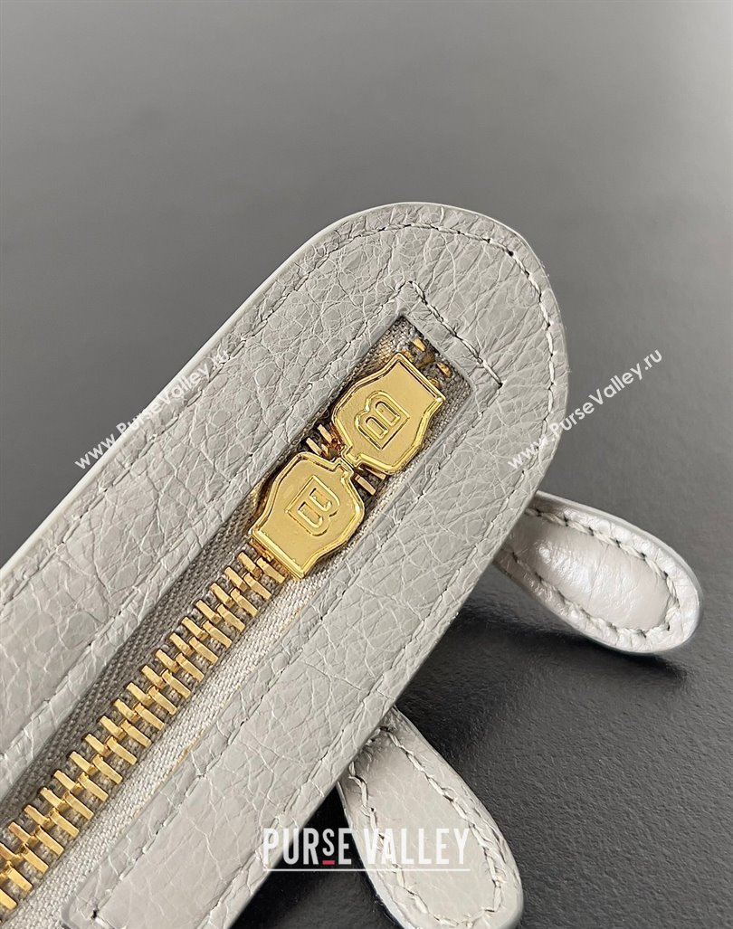 Balenciaga Classic City Large Handbag with Spiral Hardware in Arena Lambskin Light Gray/Gold (jiche-23112007)