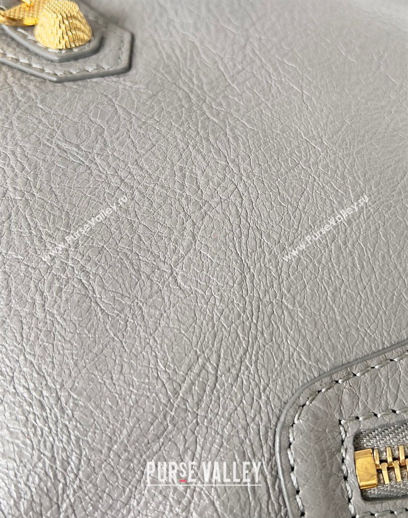 Balenciaga Classic City Large Handbag with Spiral Hardware in Arena Lambskin Light Gray/Gold (jiche-23112007)