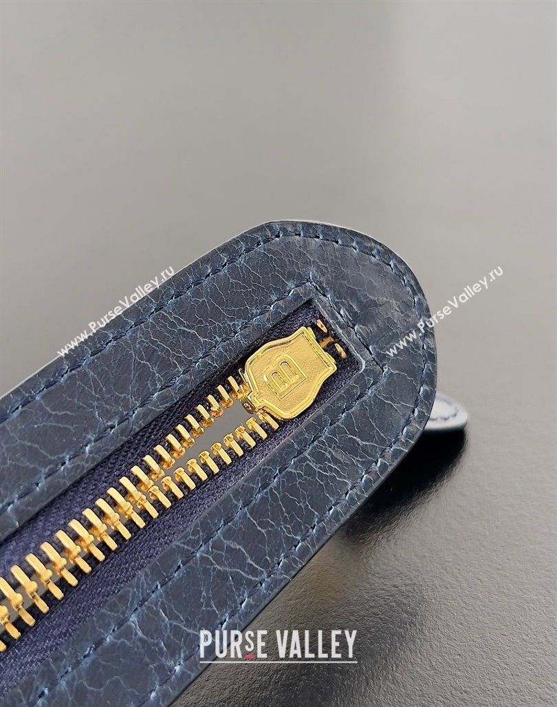 Balenciaga Classic City Large Handbag with Spiral Hardware in Arena Lambskin Dark Blue/Gold (jiche-23112008)