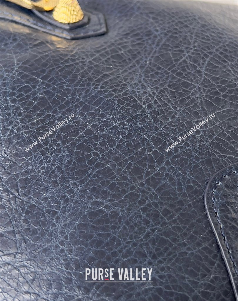 Balenciaga Classic City Large Handbag with Spiral Hardware in Arena Lambskin Dark Blue/Gold (jiche-23112008)