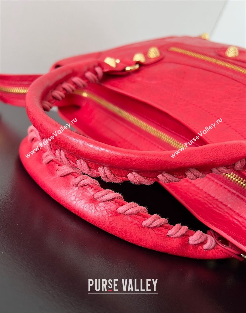 Balenciaga Classic City Large Handbag with Spiral Hardware in Arena Lambskin Red/Gold (jiche-23112010)