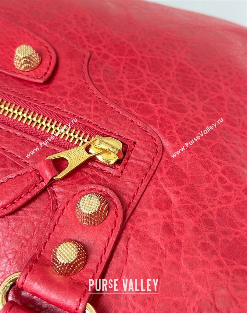 Balenciaga Classic City Large Handbag with Spiral Hardware in Arena Lambskin Red/Gold (jiche-23112010)