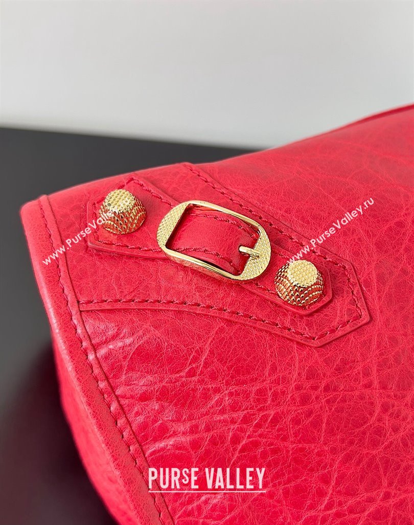 Balenciaga Classic City Large Handbag with Spiral Hardware in Arena Lambskin Red/Gold (jiche-23112010)