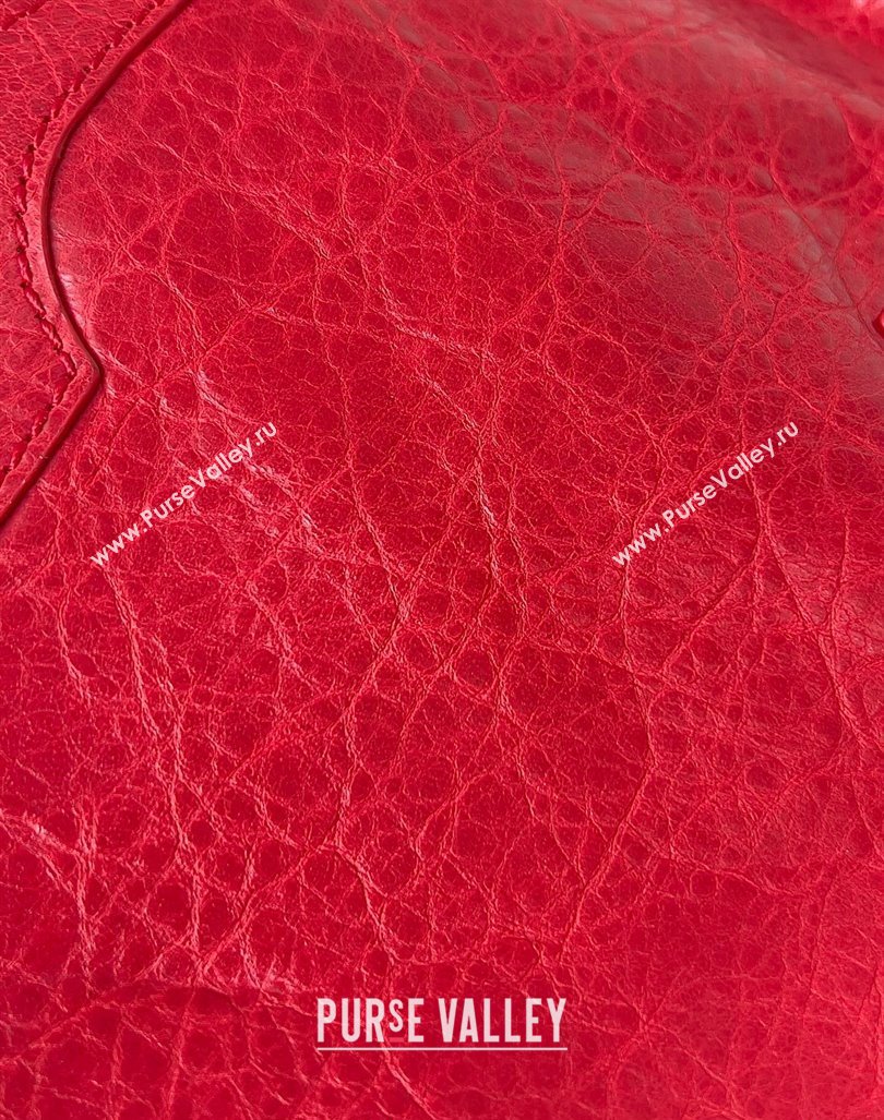 Balenciaga Classic City Large Handbag with Spiral Hardware in Arena Lambskin Red/Gold (jiche-23112010)