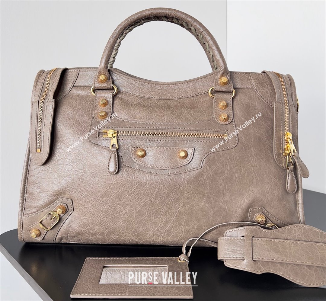 Balenciaga Classic City Large Handbag with Spiral Hardware in Arena Lambskin Camel/Gold (jiche-23112013)