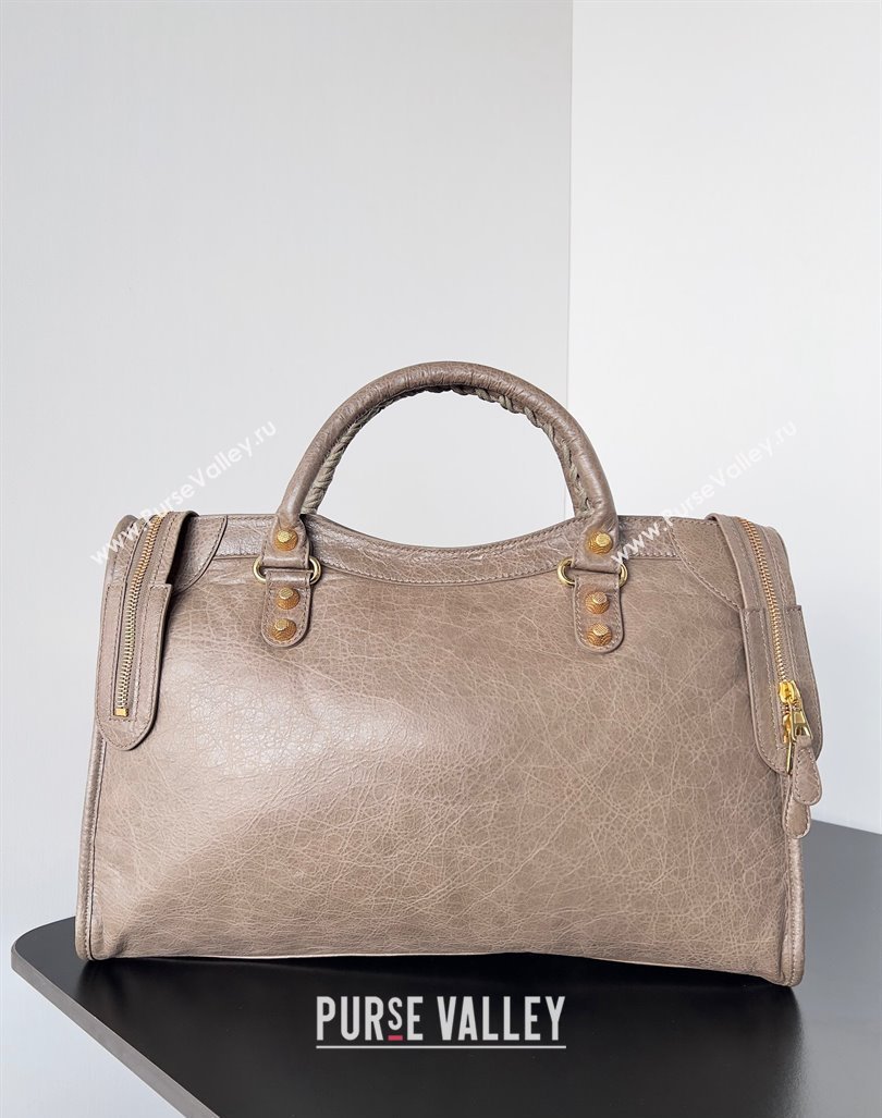 Balenciaga Classic City Large Handbag with Spiral Hardware in Arena Lambskin Camel/Gold (jiche-23112013)