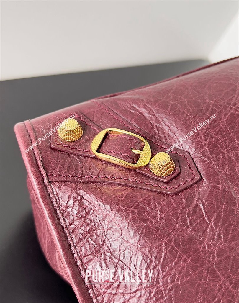 Balenciaga Classic City Large Handbag with Spiral Hardware in Arena Lambskin Burgundy/Gold (jiche-23112014)