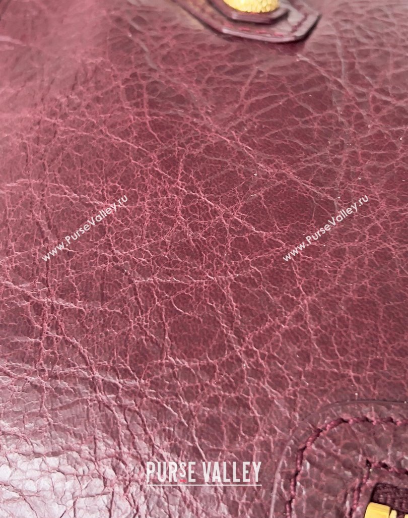 Balenciaga Classic City Large Handbag with Spiral Hardware in Arena Lambskin Burgundy/Gold (jiche-23112014)