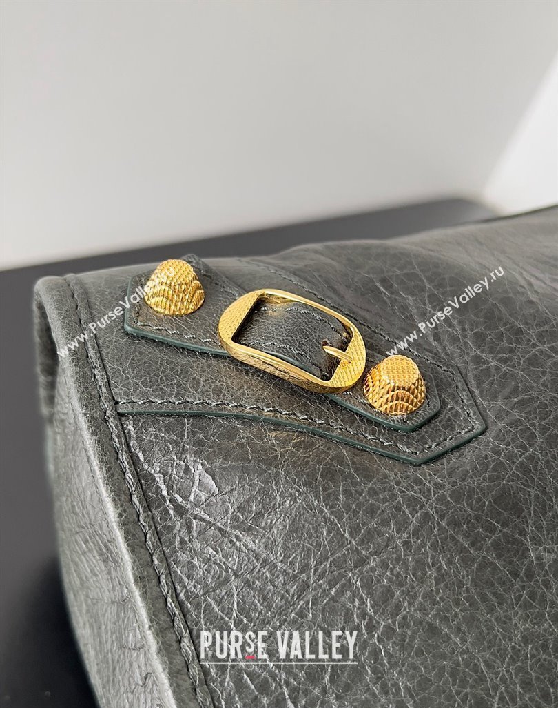 Balenciaga Classic City Large Handbag with Spiral Hardware in Arena Lambskin Dark Green/Gold (jiche-23112016)
