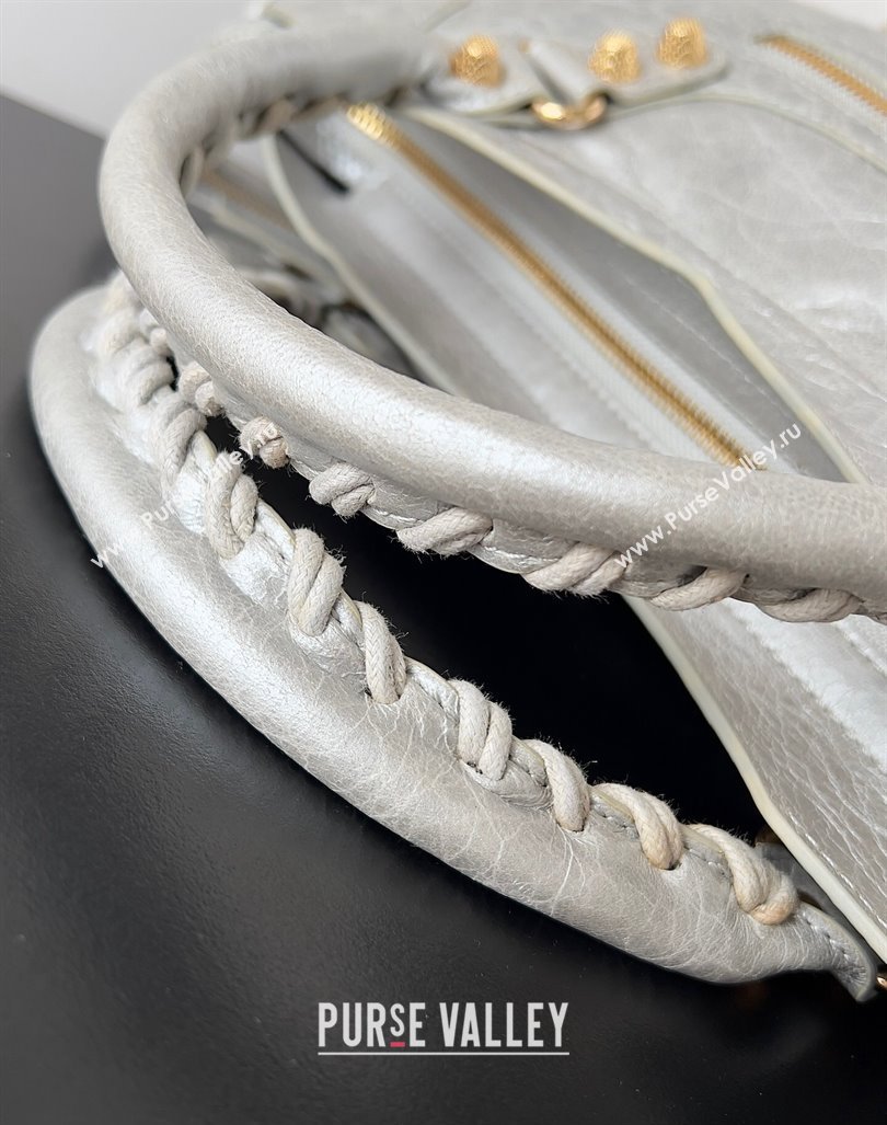 Balenciaga Classic City Large Handbag with Spiral Hardware in Arena Lambskin Silver/Gold (jiche-23112017)