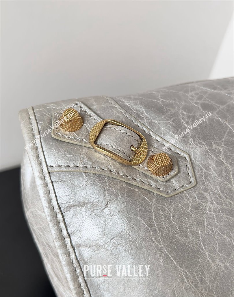 Balenciaga Classic City Large Handbag with Spiral Hardware in Arena Lambskin Silver/Gold (jiche-23112017)