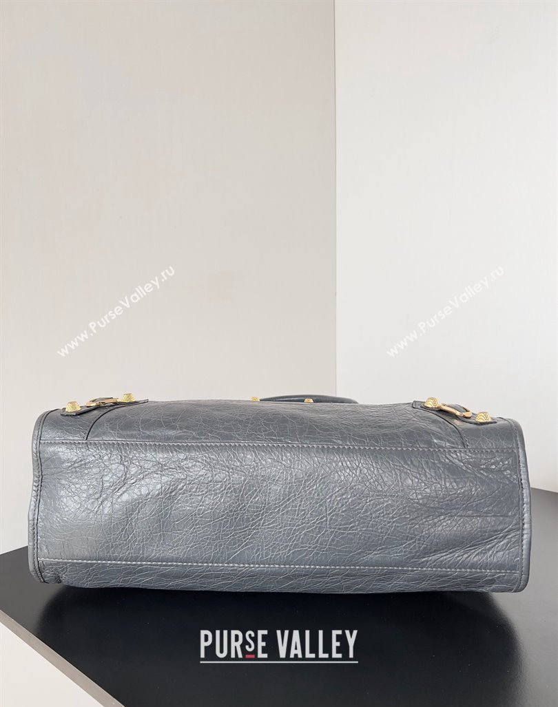 Balenciaga Classic City Large Handbag with Spiral Hardware in Arena Lambskin Gray/Gold (jiche-23112018)