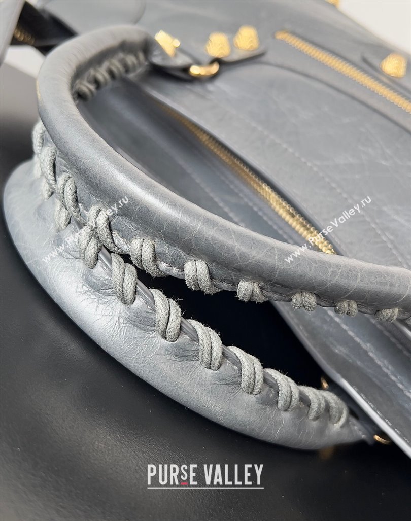 Balenciaga Classic City Large Handbag with Spiral Hardware in Arena Lambskin Gray/Gold (jiche-23112018)