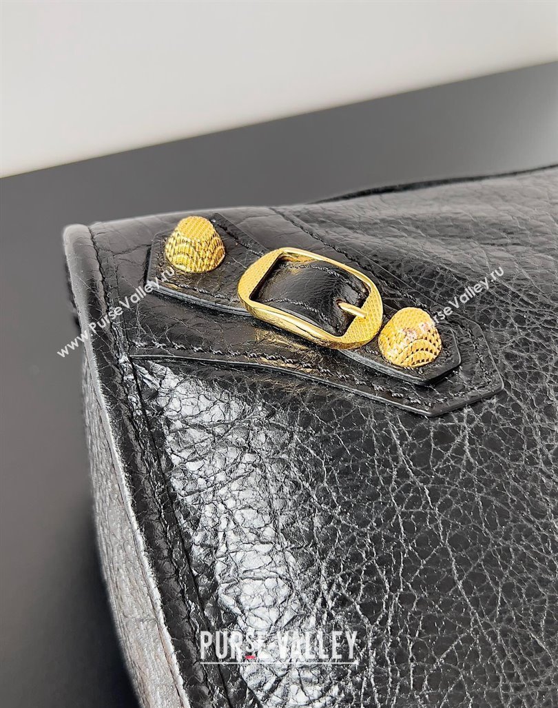 Balenciaga Classic City Large Handbag with Spiral Hardware in Arena Lambskin Black/Gold (jiche-23112019)
