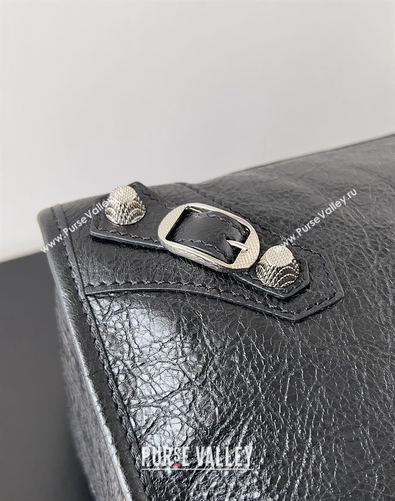 Balenciaga Classic City Large Handbag with Spiral Hardware in Arena Lambskin Black/Silver (jiche-23112020)