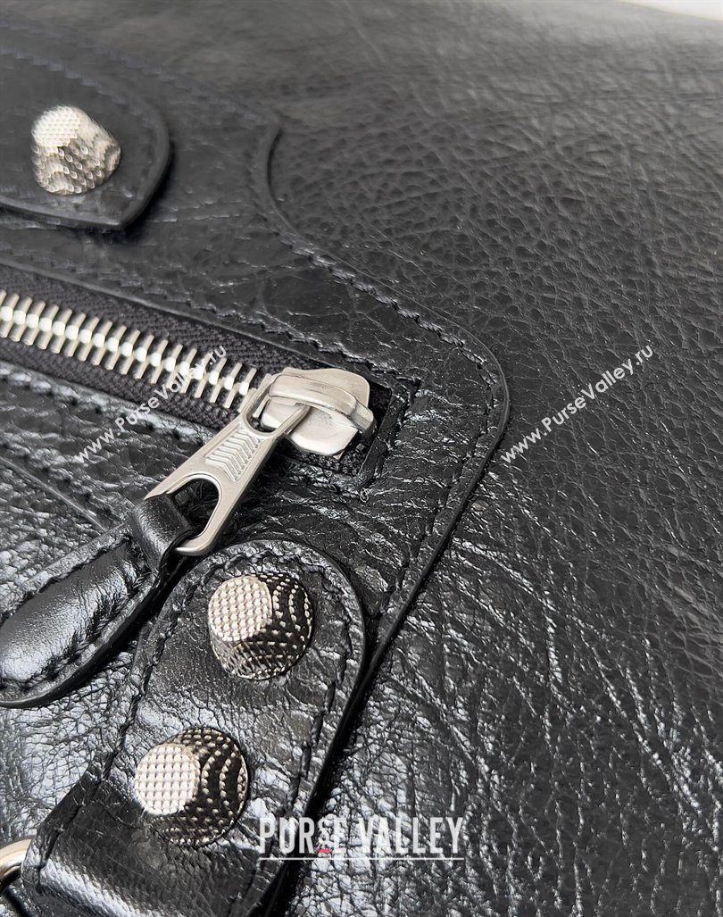 Balenciaga Classic City Large Handbag with Spiral Hardware in Arena Lambskin Black/Silver (jiche-23112020)