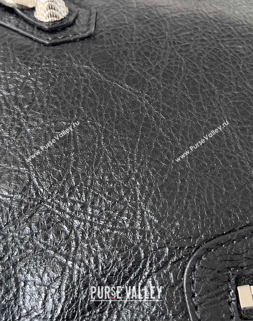 Balenciaga Classic City Large Handbag with Spiral Hardware in Arena Lambskin Black/Silver (jiche-23112020)