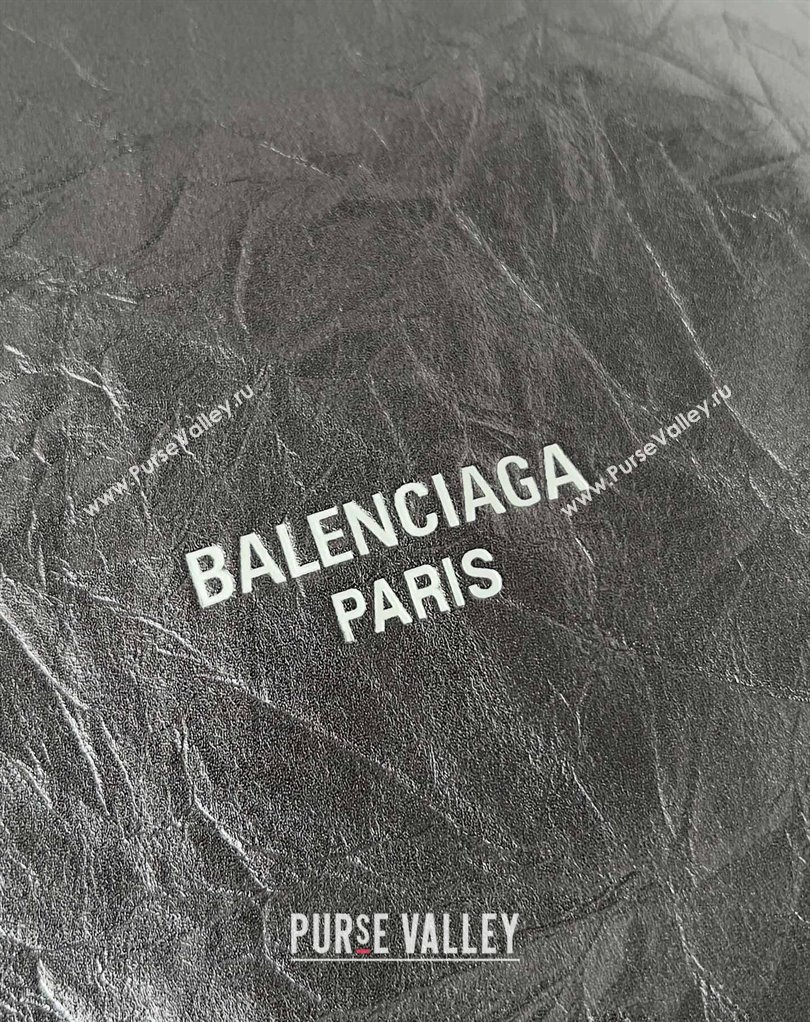 Balenciaga Crush Small Tote Bag in crushed calfskin dark grey 2023 (jiche-23111847)