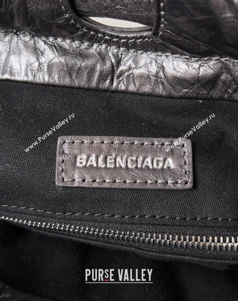 Balenciaga Crush Small Tote Bag in crushed calfskin dark grey 2023 (jiche-23111847)
