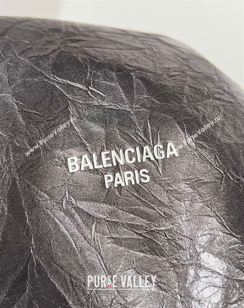 Balenciaga Crush Medium Tote Bag in crushed calfskin dark grey 2023 (jiche-23111843)