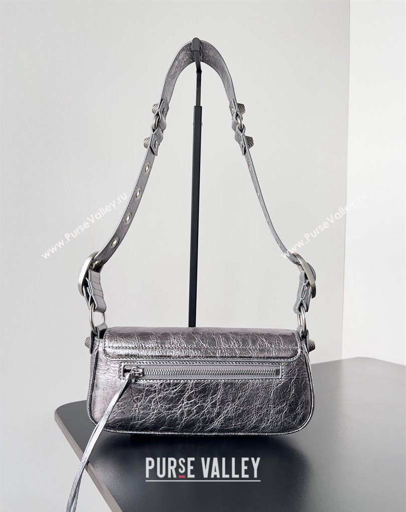 Balenciaga Le Cagole XS Sling Bag in Arena calfskin Silver Spring 2024 (jiche-23111709)