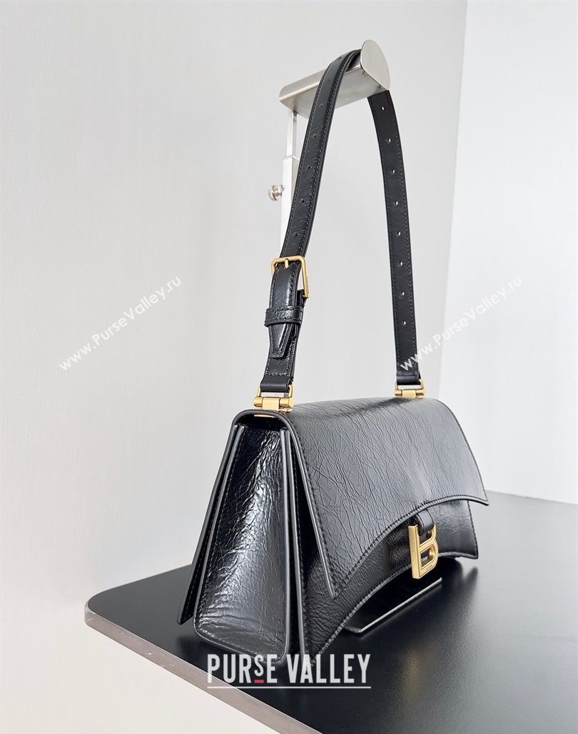 Balenciaga Crush Small Sling Bag in paper calfskin Black/Gold 2023 (jiche-23112028)