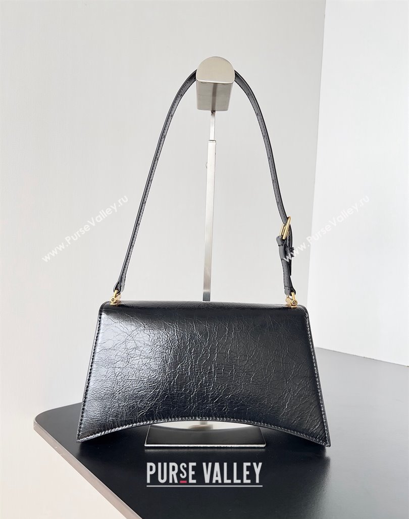 Balenciaga Crush Small Sling Bag in paper calfskin Black/Gold 2023 (jiche-23112028)