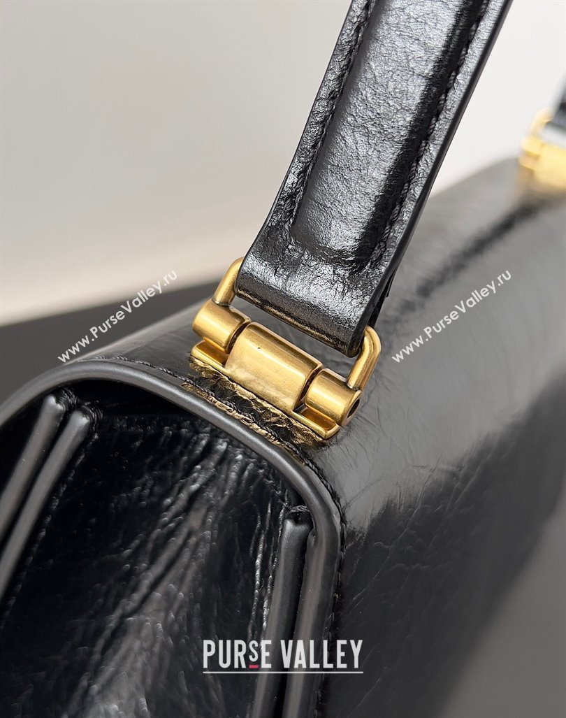Balenciaga Crush Small Sling Bag in paper calfskin Black/Gold 2023 (jiche-23112028)