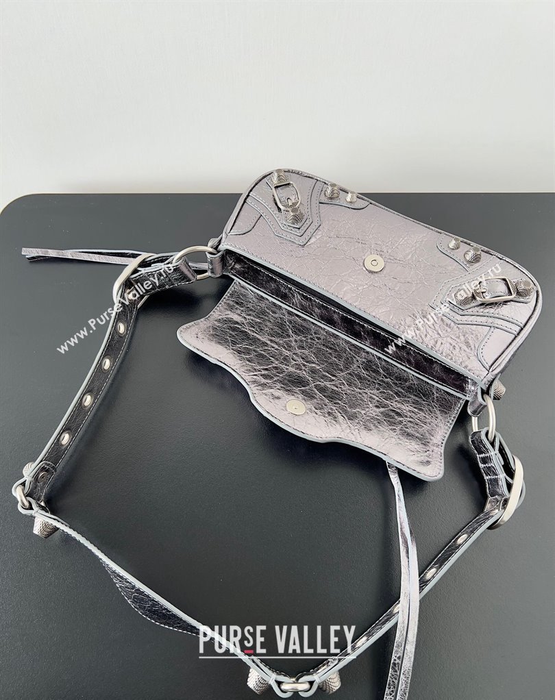 Balenciaga Le Cagole XS Sling Bag in Arena calfskin Silver Spring 2024 (jiche-23111709)