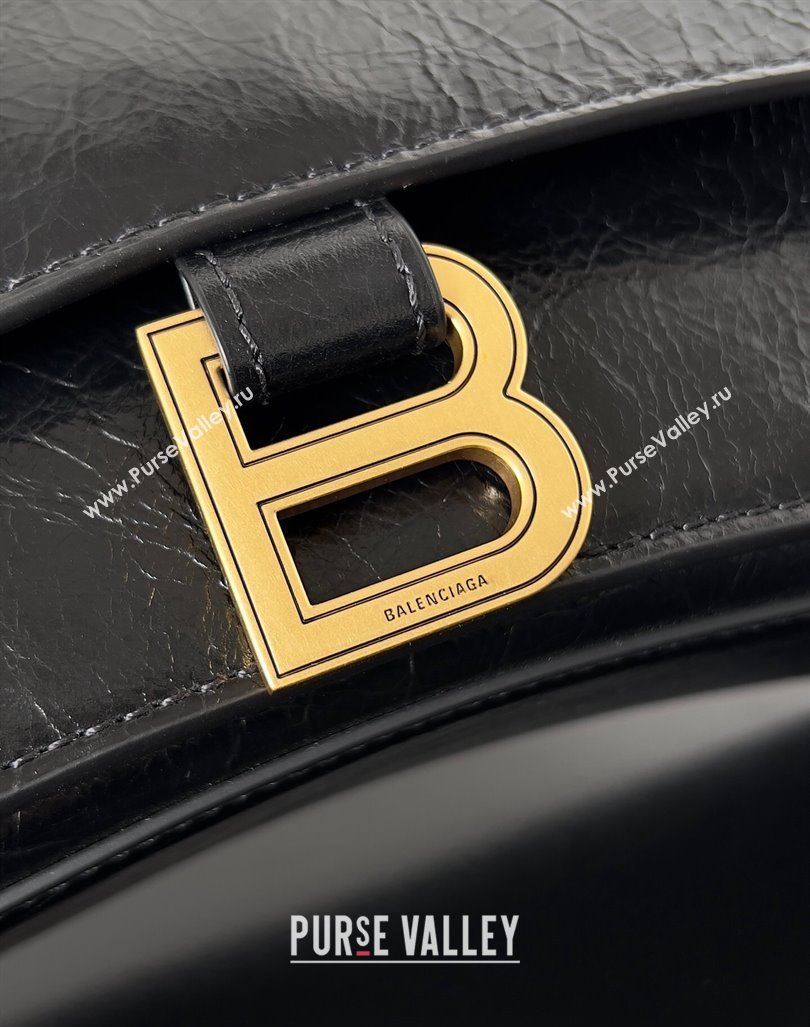 Balenciaga Crush Small Sling Bag in paper calfskin Black/Gold 2023 (jiche-23112028)