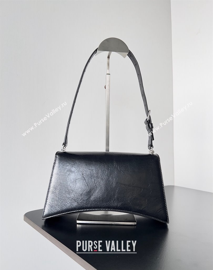 Balenciaga Crush Small Sling Bag in paper calfskin Black/Silver 2023 (jiche-23112029)