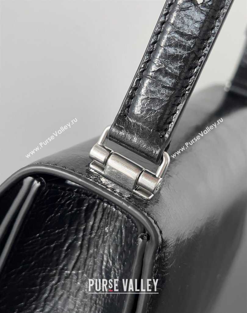 Balenciaga Crush Small Sling Bag in paper calfskin Black/Silver 2023 (jiche-23112029)