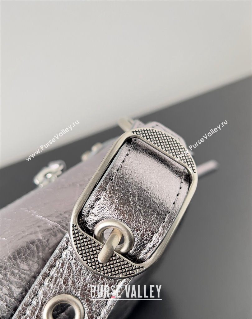 Balenciaga Le Cagole XS Sling Bag in Arena calfskin Silver Spring 2024 (jiche-23111709)