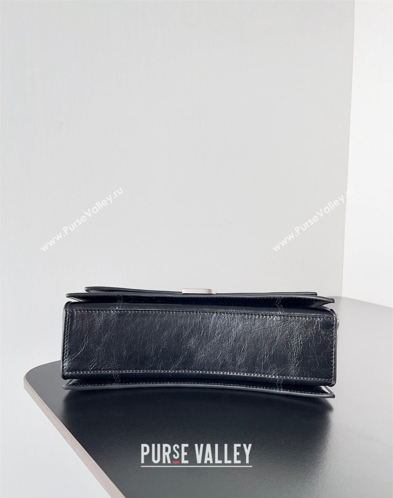 Balenciaga Crush Small Sling Bag in paper calfskin Black/Silver 2023 (jiche-23112029)