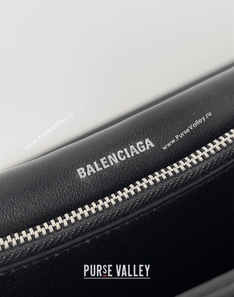 Balenciaga Crush Small Sling Bag in paper calfskin Black/Silver 2023 (jiche-23112029)