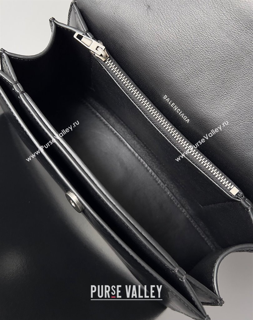 Balenciaga Crush Small Sling Bag in paper calfskin Black/Silver 2023 (jiche-23112029)