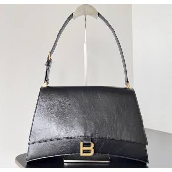 Balenciaga Crush Medium Sling Bag in paper calfskin Black/Gold 2023 (jiche-23112025)