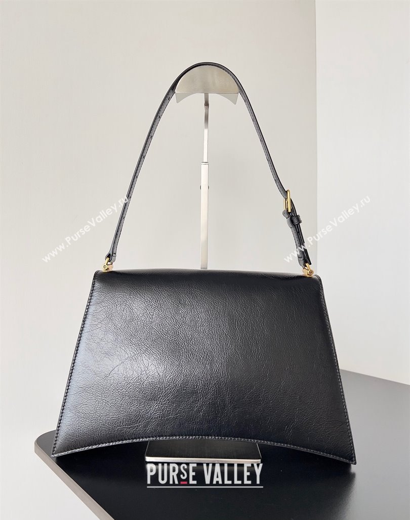 Balenciaga Crush Medium Sling Bag in paper calfskin Black/Gold 2023 (jiche-23112025)