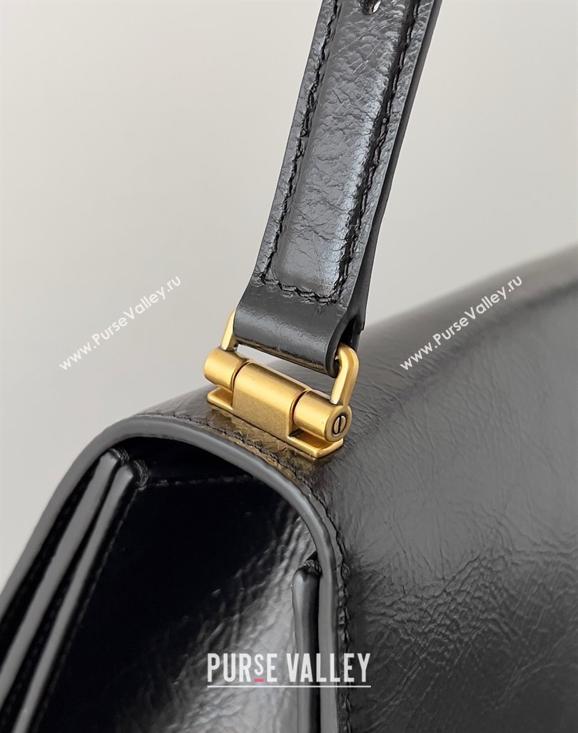 Balenciaga Crush Medium Sling Bag in paper calfskin Black/Gold 2023 (jiche-23112025)