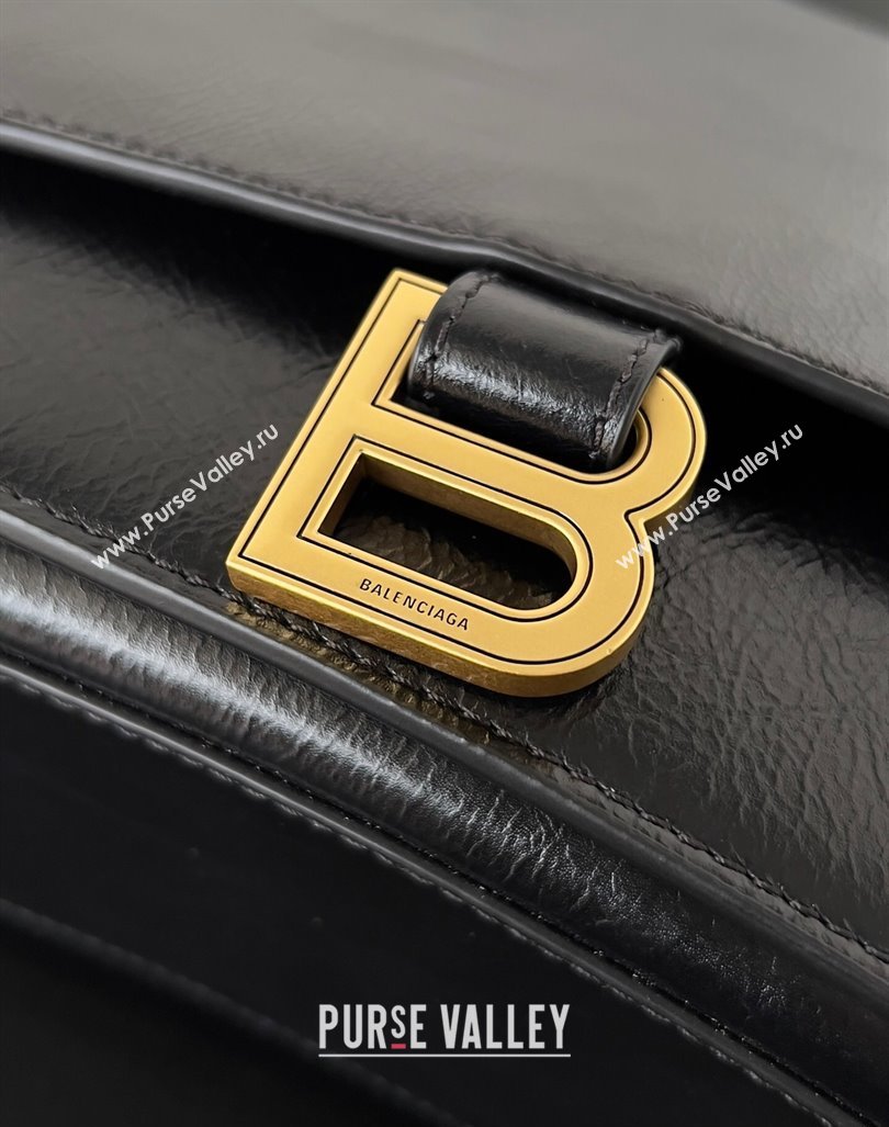Balenciaga Crush Medium Sling Bag in paper calfskin Black/Gold 2023 (jiche-23112025)